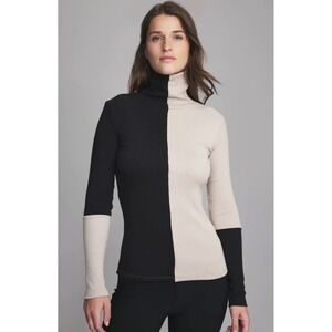 Alp-N-Rock | Remi Turtleneck Black Beige Ribbed Top Sz L